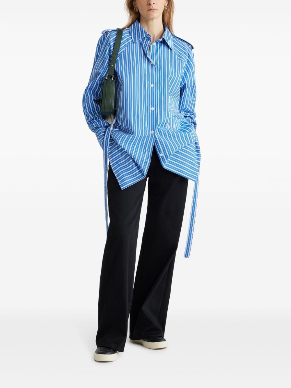 striped wool shirt dress - 2