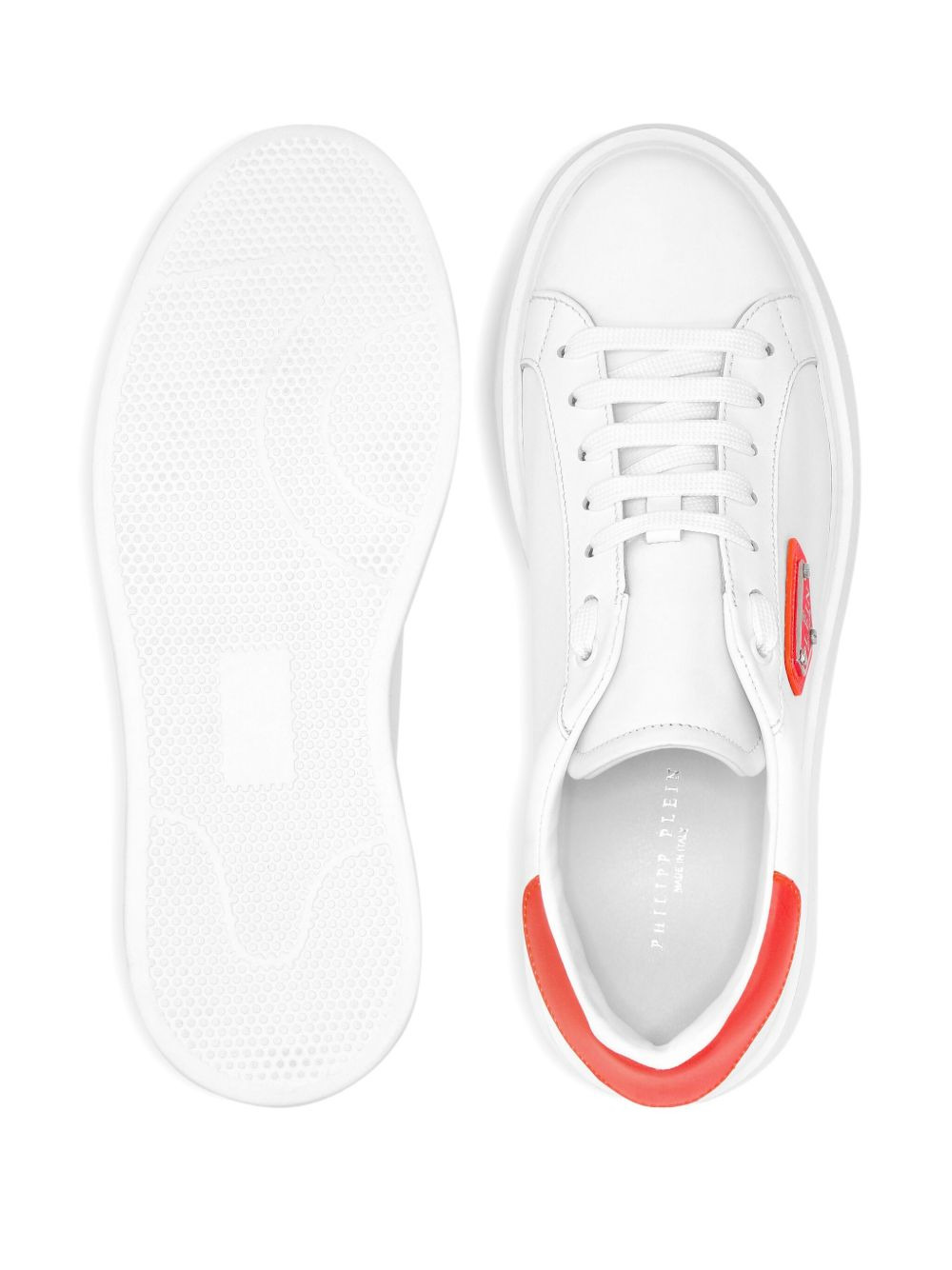 logo-plaque leather sneakers - 3