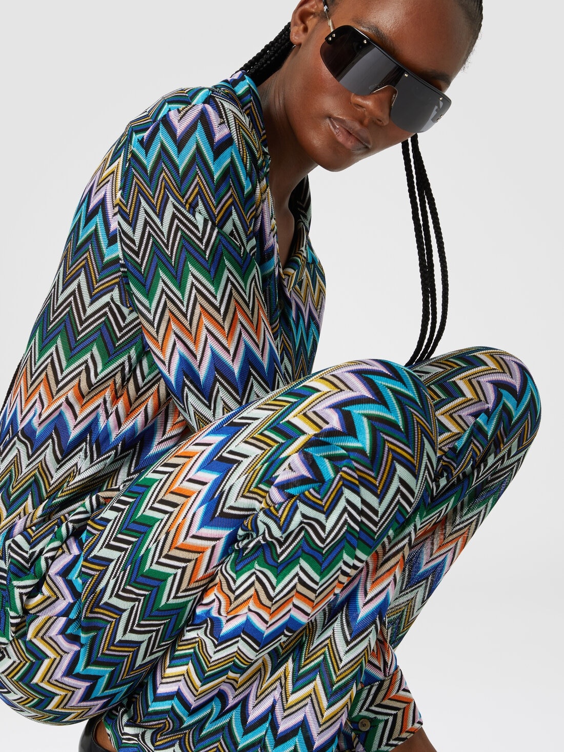 Viscose straight trousers with offset zigzag - 4