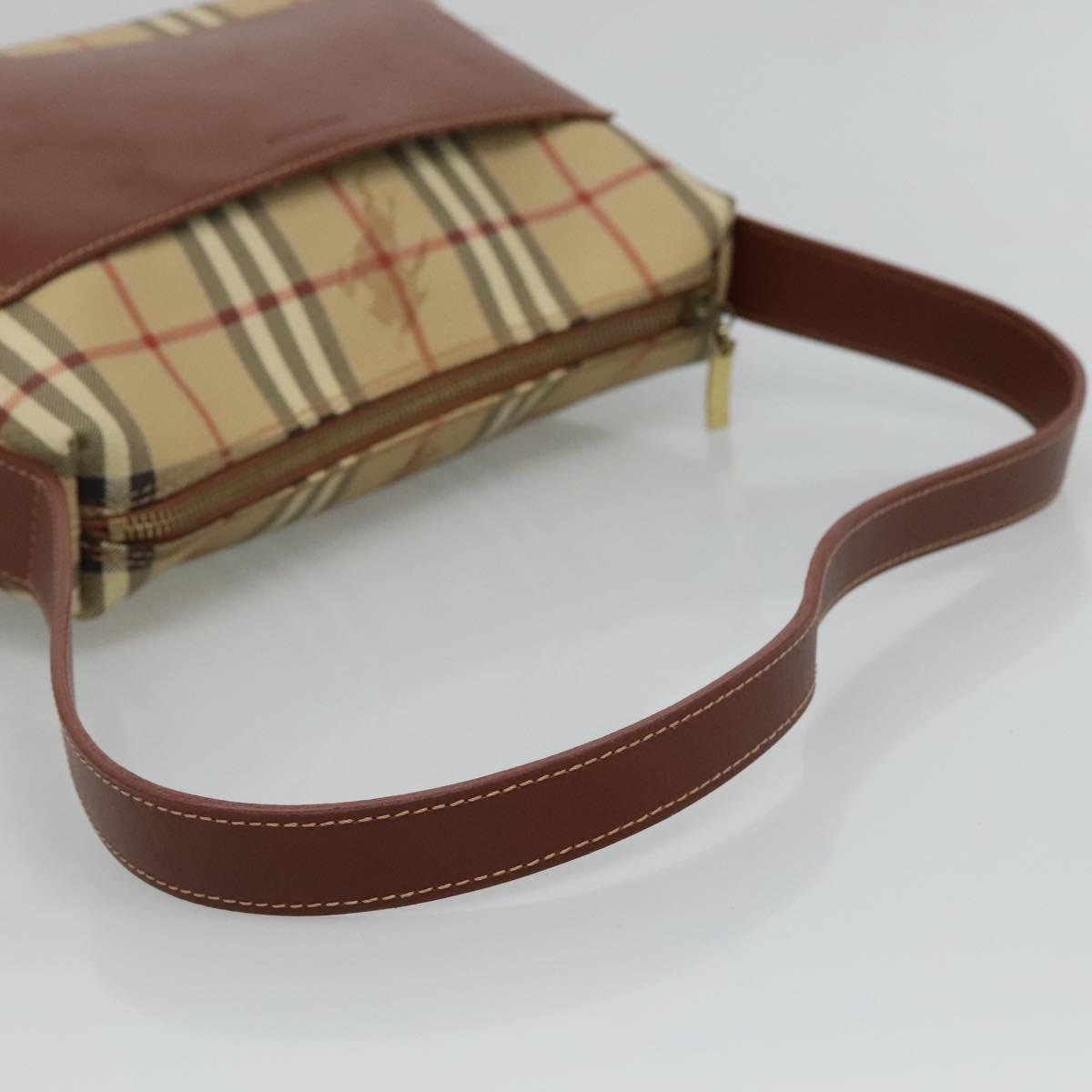 Burberry Nova Check Shoulder Bag Pvc Leather Beige Brown - 7