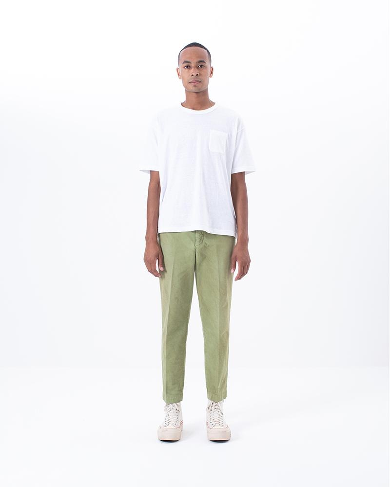 CHINO PANTS HW TAPER DMGD GREEN - 2