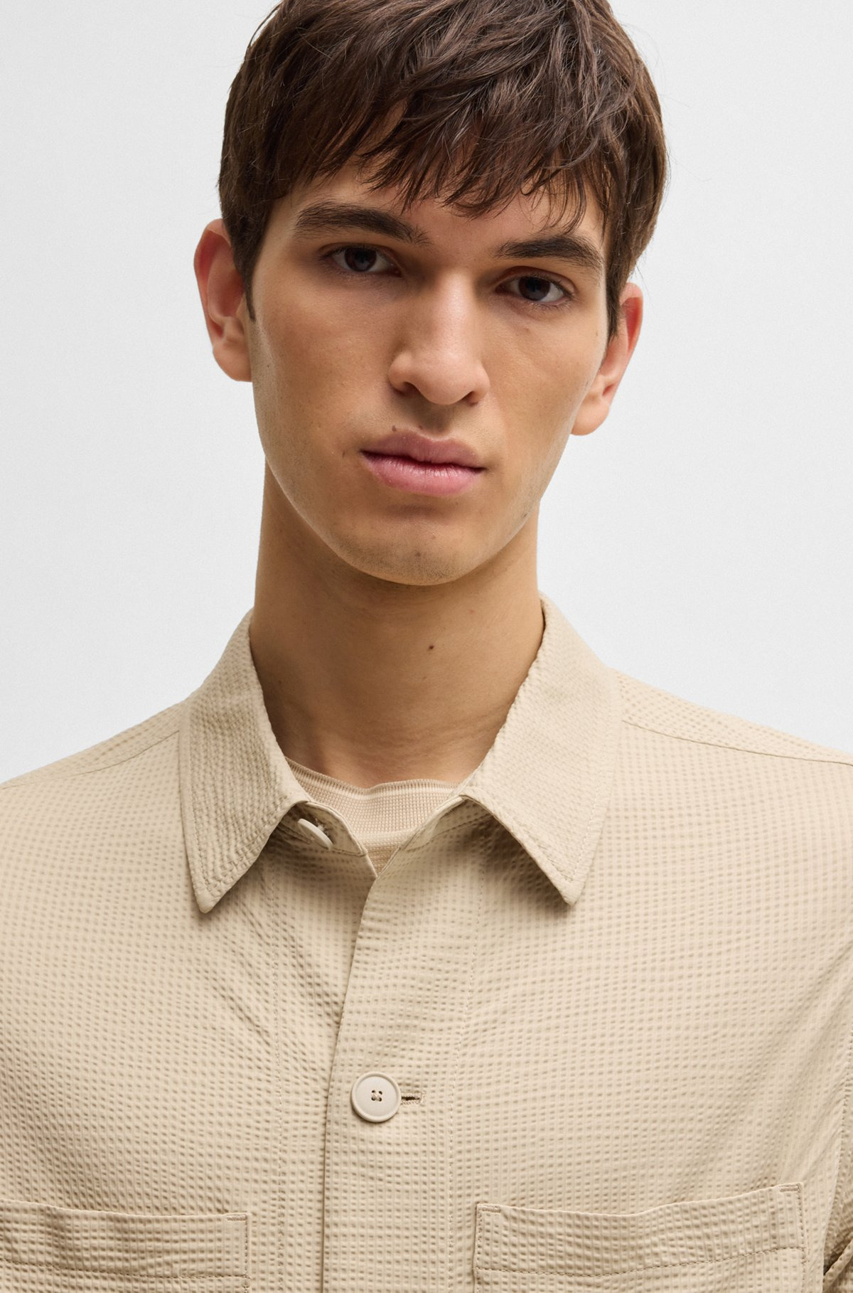 RELAXED-FIT OVERSHIRT IN STRETCH SEERSUCKER - 5