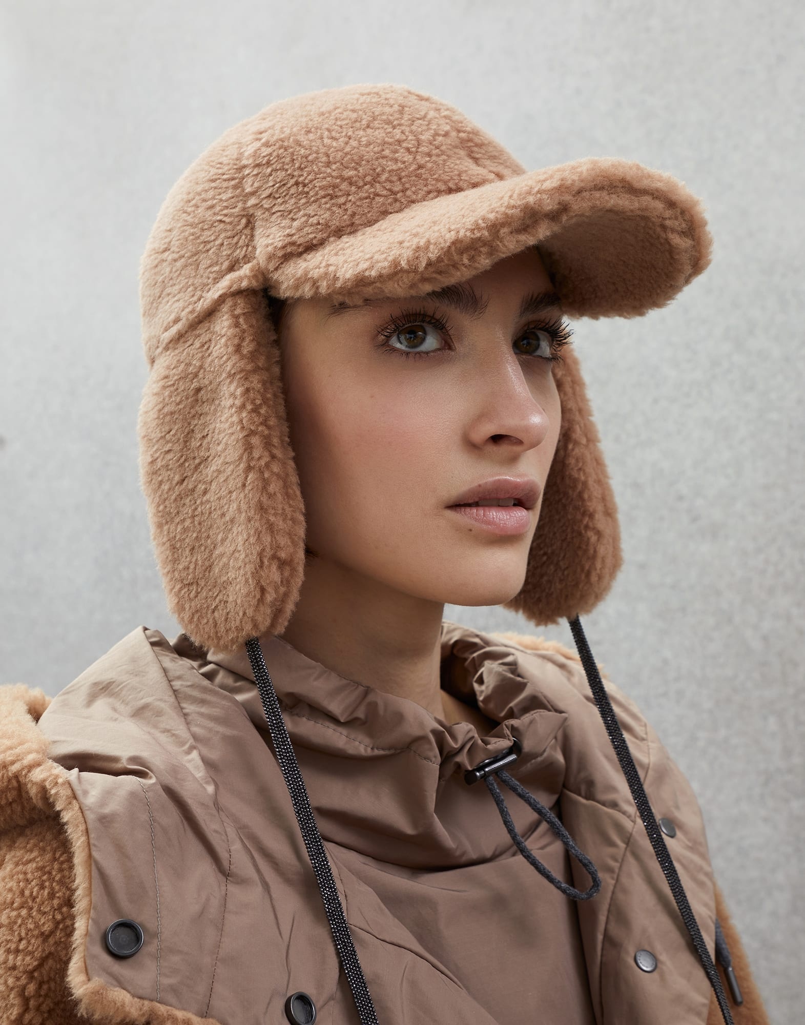 Virgin wool and cashmere fleecy baseball cap with earflaps - 3