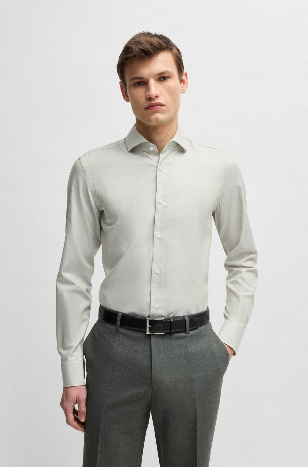 SLIM-FIT SHIRT IN A STRUCTURED COTTON BLEND - 2
