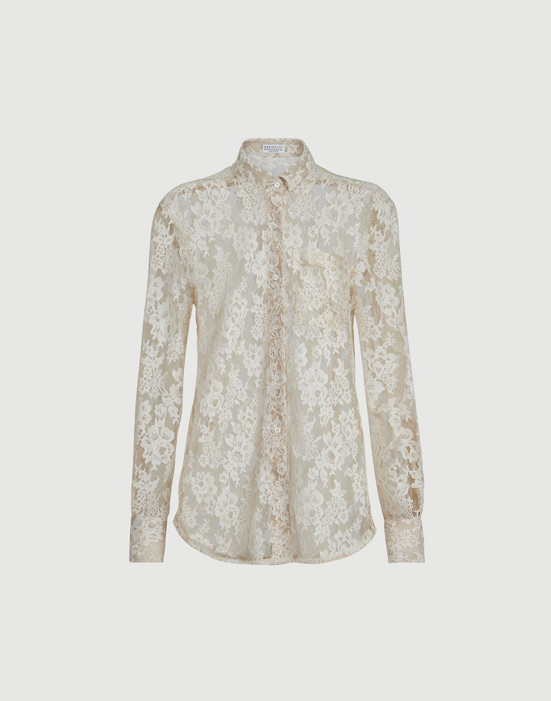 Flower jacquard lace shirt 1
