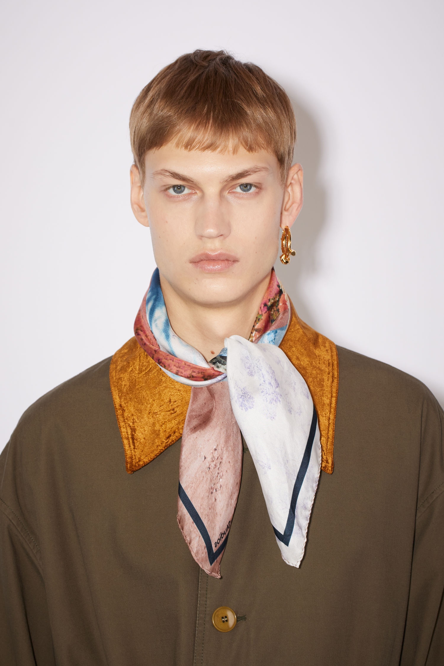 Silk landscape scarf - Light blue/pink - 3