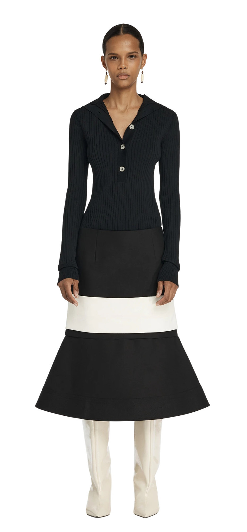 entire studios HIGH NECK HENLEY BLACK outlook