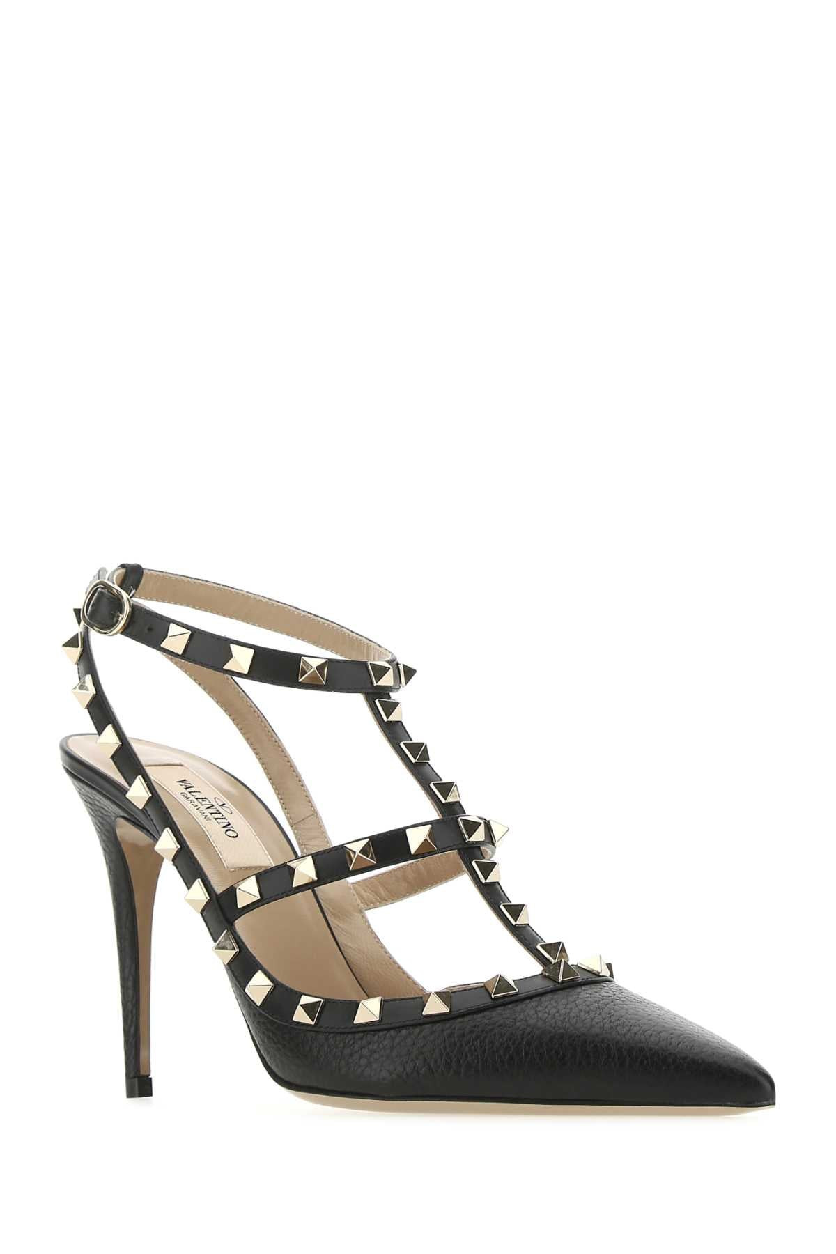 Valentino Garavani Women Black Leather Rockstud Pumps - 2