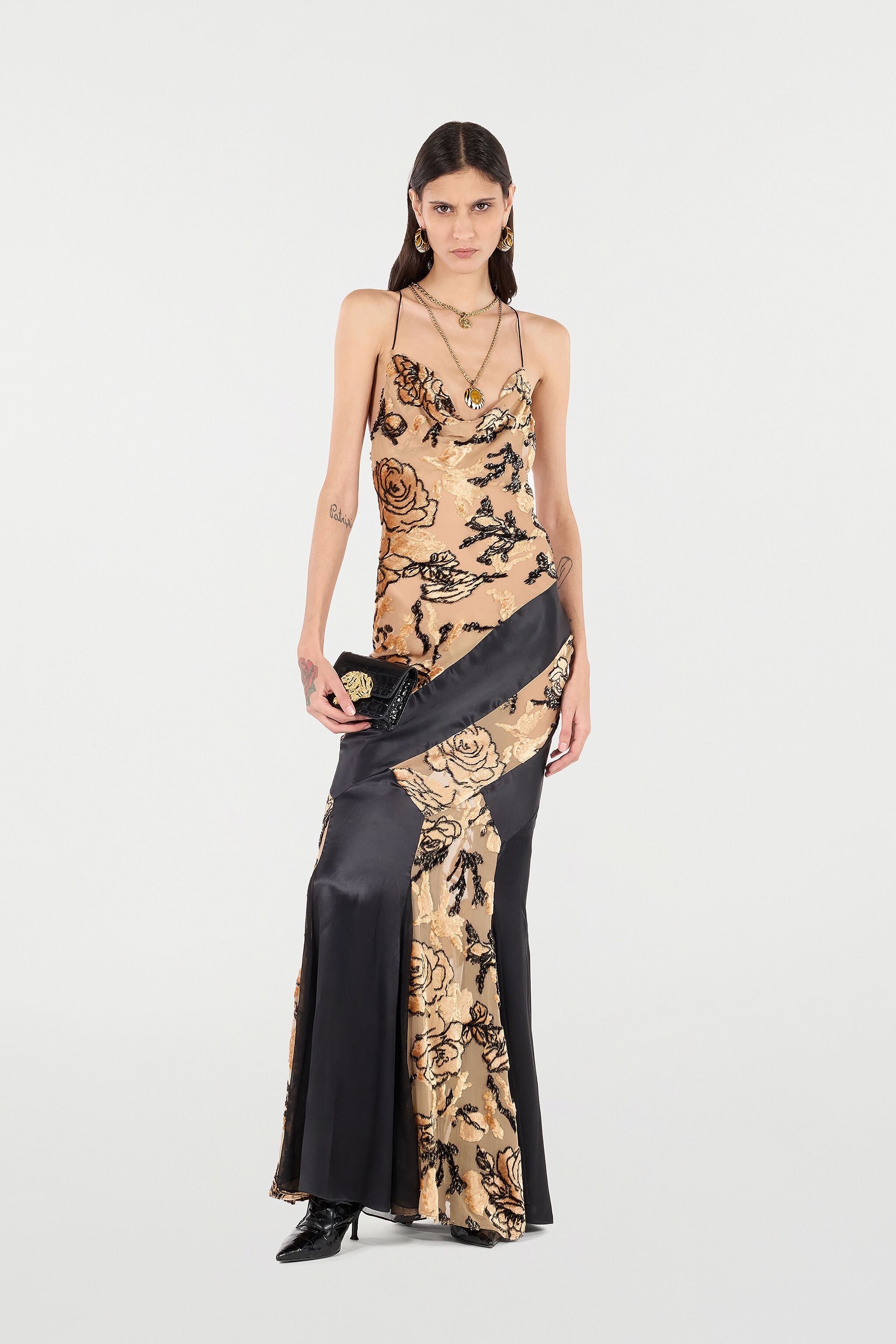 Slip Dress With Rose Pattern - 2
