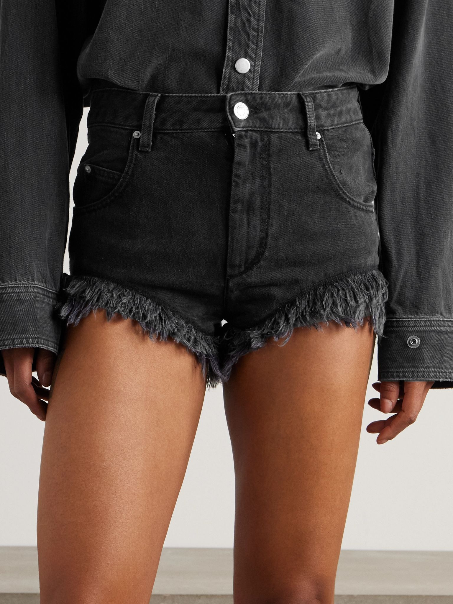 Eneidao fringed denim shorts Black - 3