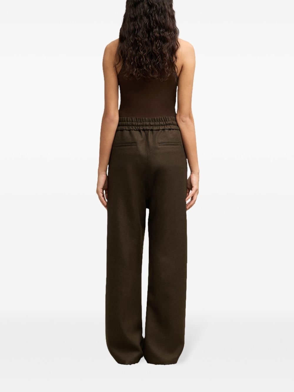 drawstring-elasticated wool trousers - 5