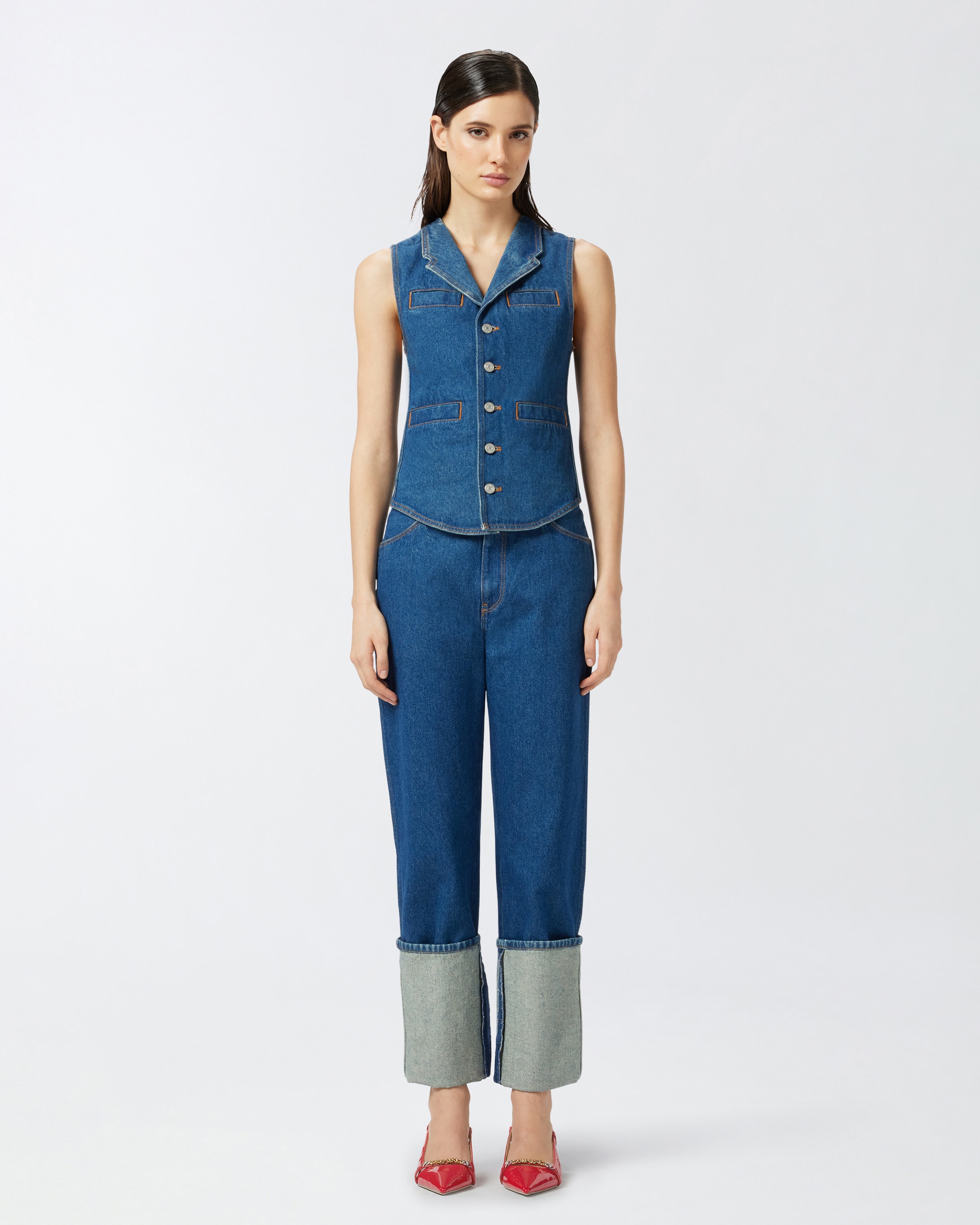 REIMAGINE BY PINKO X PATRICK MCDOWELL SLIM-FITTING DENIM WAISTCOAT - 3