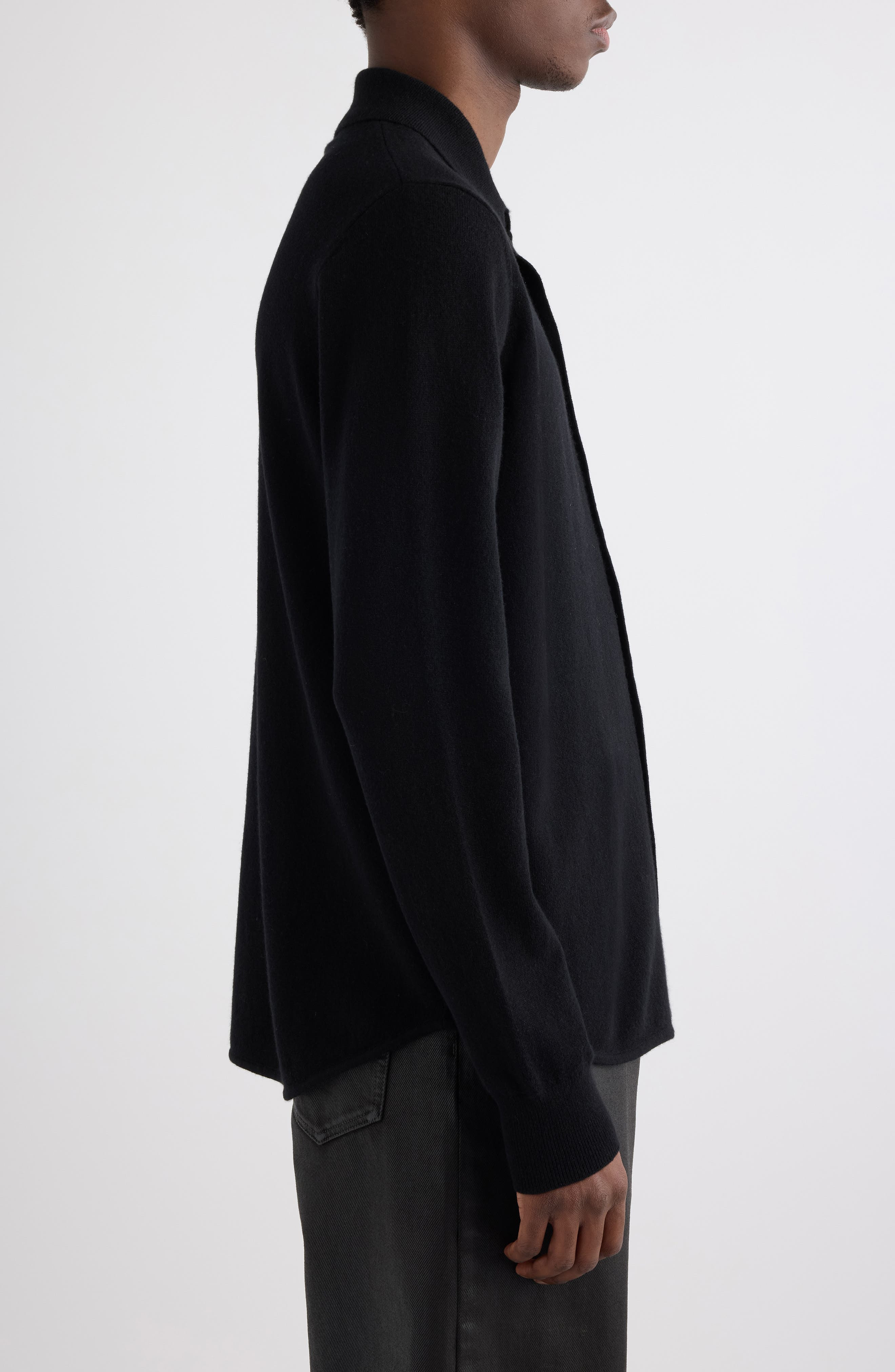 Dries Van Noten Monaco Cashmere Button-Up Shirt in Black at Nordstrom - 4