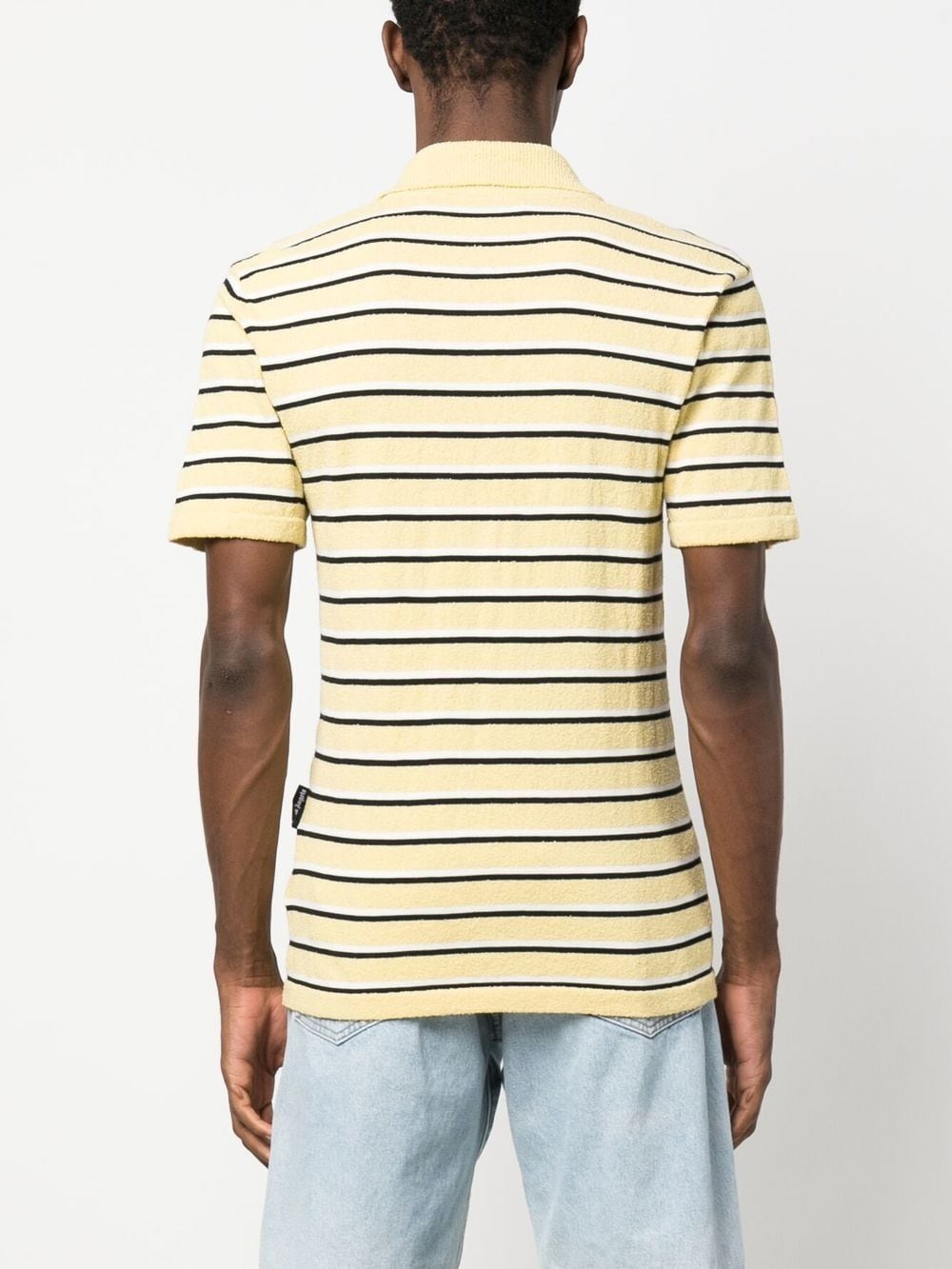 logo-patch striped terry polo shirt - 4