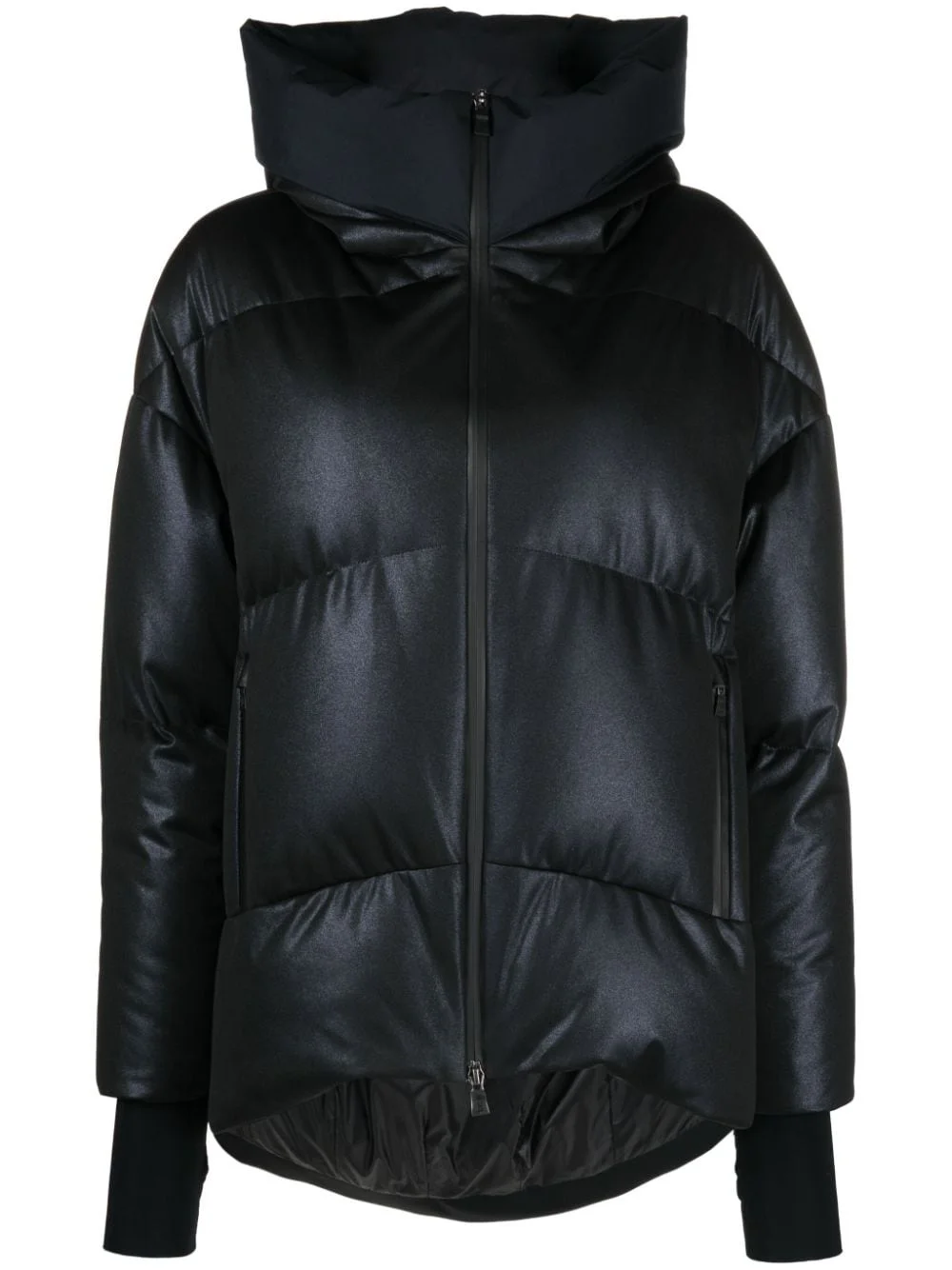 hooded feather-down coat - 1