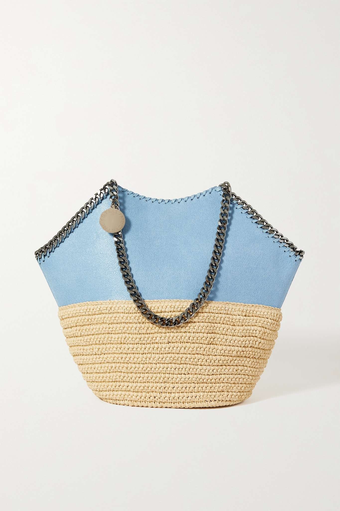 The Falabella medium vegetarian brushed-leather and raffia tote - 1