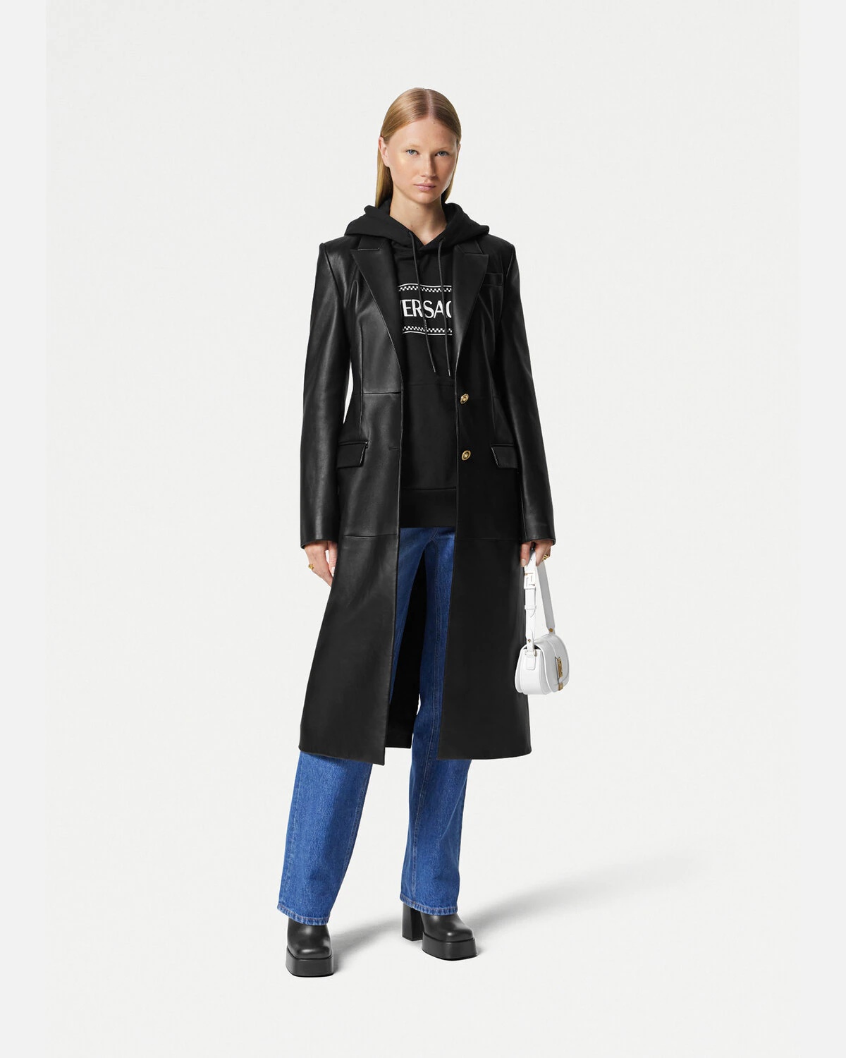 Single-Breasted Leather Coat - 2