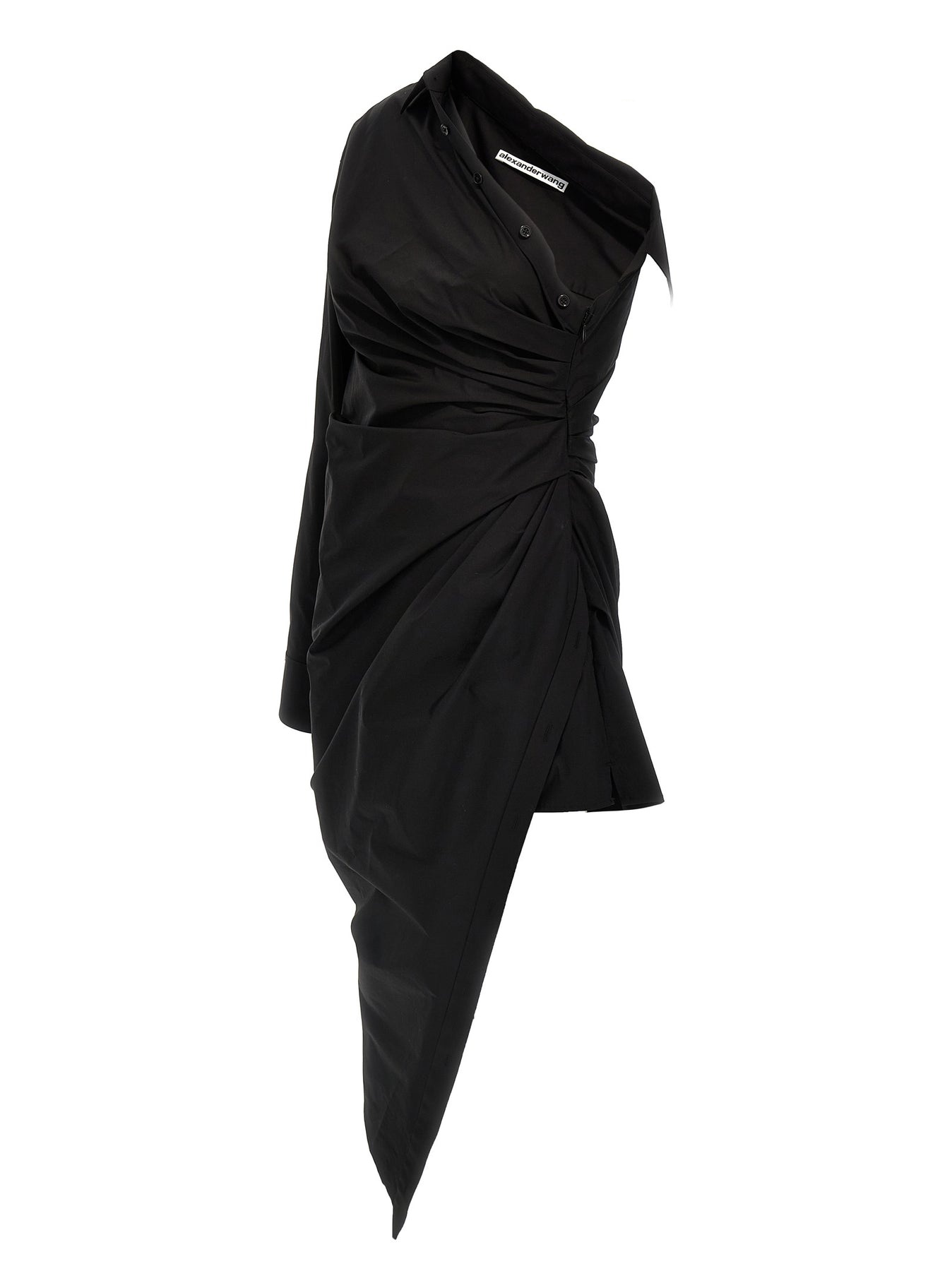 Asymmetrical Shirt Dress Shirt, Blouse Black - 3