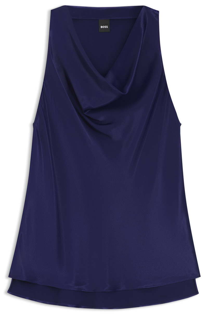 SLEEVELESS TOP IN SATIN WITH DRAPED NECKLINE 1