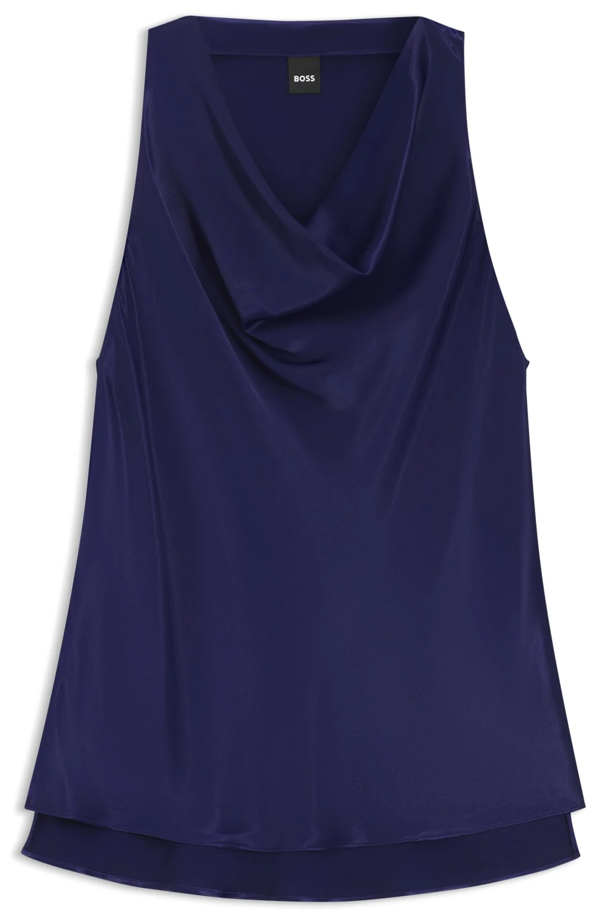 SLEEVELESS TOP IN SATIN WITH DRAPED NECKLINE - 1