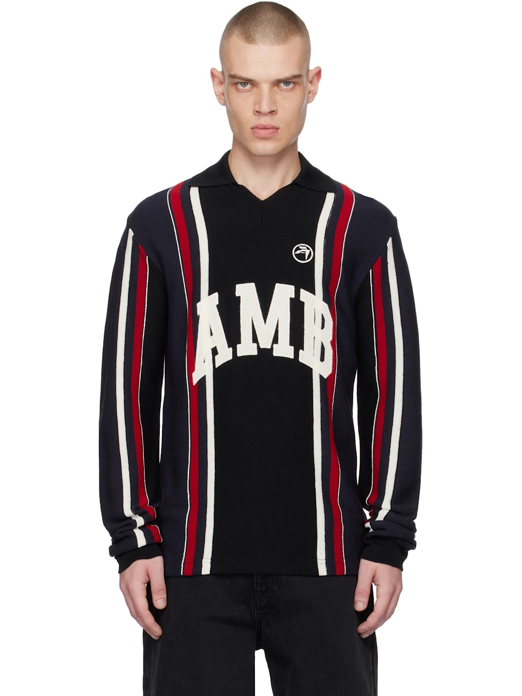 Multicolor Long Sleeve Embroidered Polo - 1