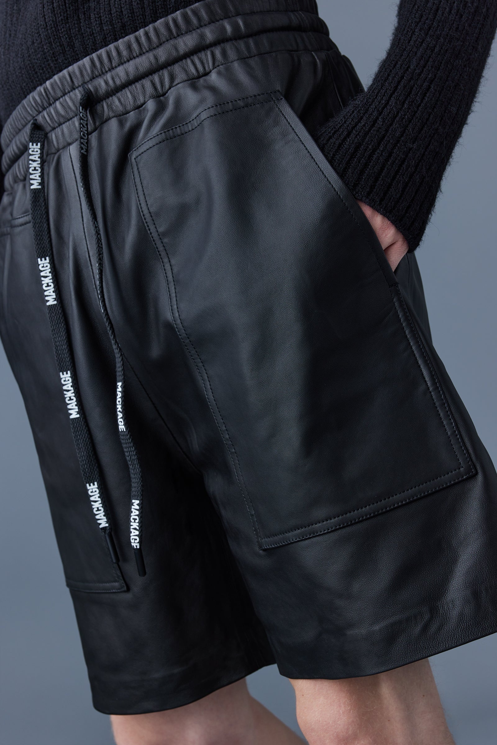 ELWOOD (R)Leather Bermuda shorts for men - 5