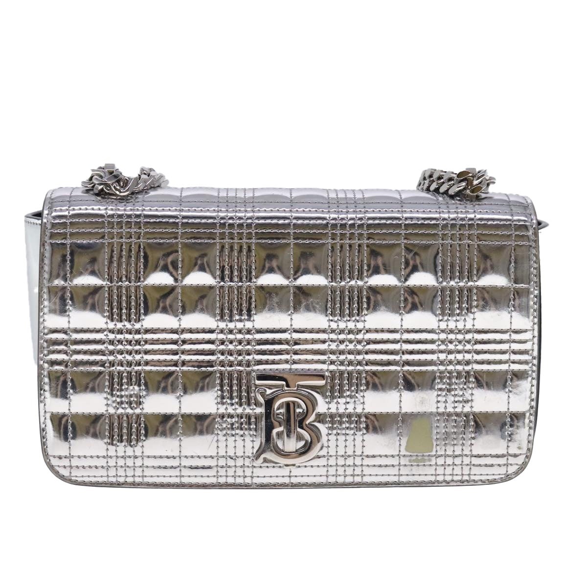 Burberry Chain Shoulder Bag Patent Leather Silver - 2
