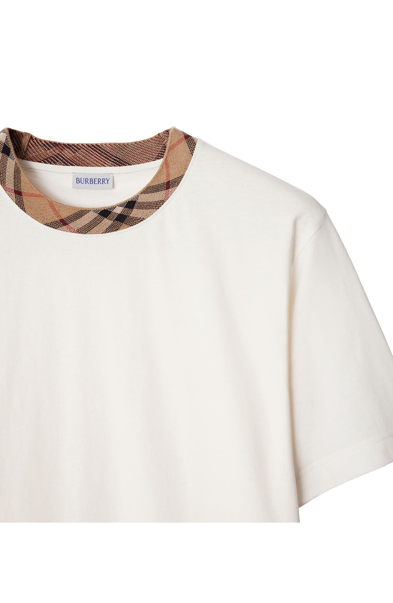 burberry Check Trim T-Shirt in Chalk at Nordstrom - 6