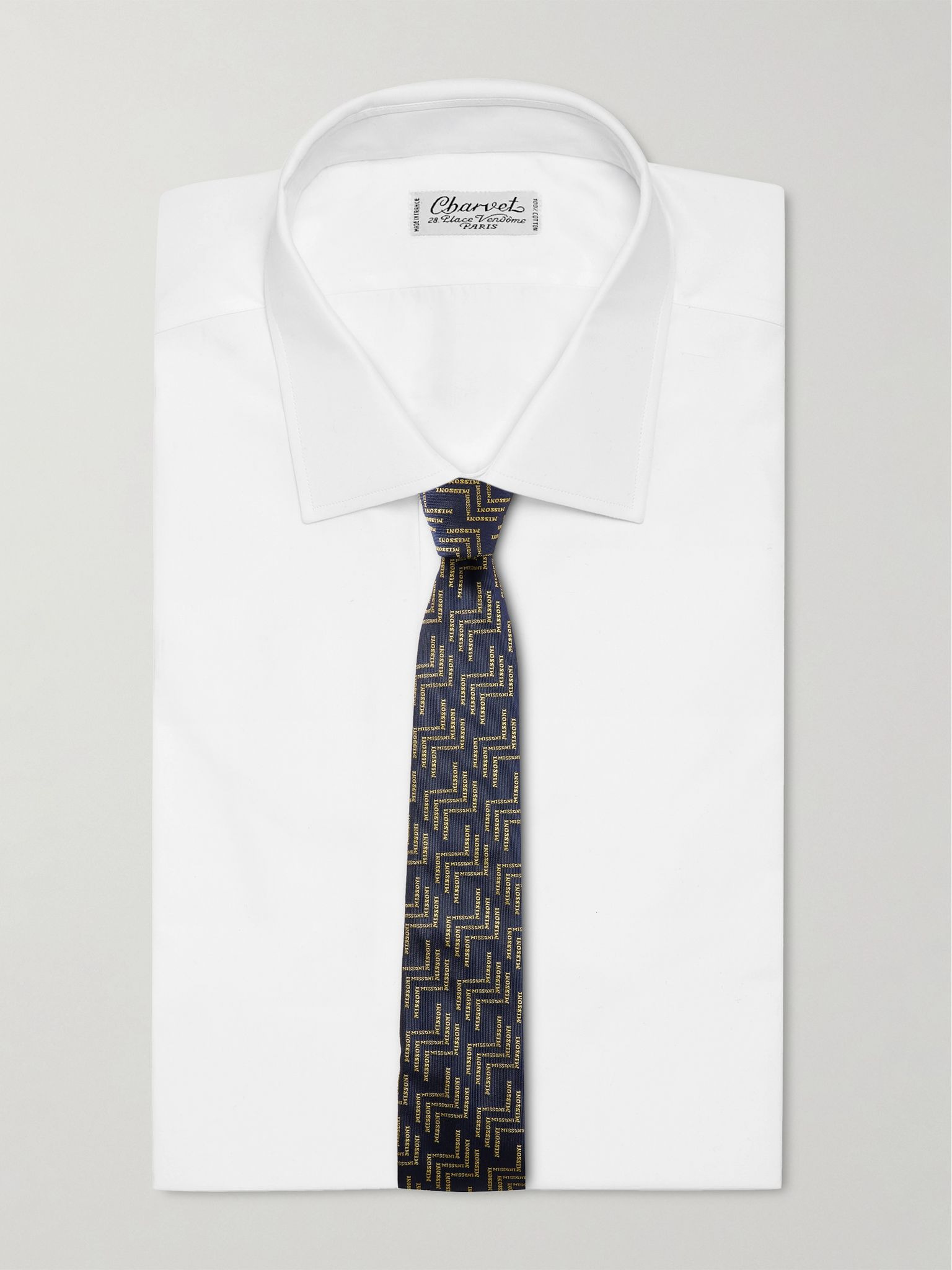 Set of Two 7cm Logo-Embroidered Silk-Jacquard Ties Blue - 2
