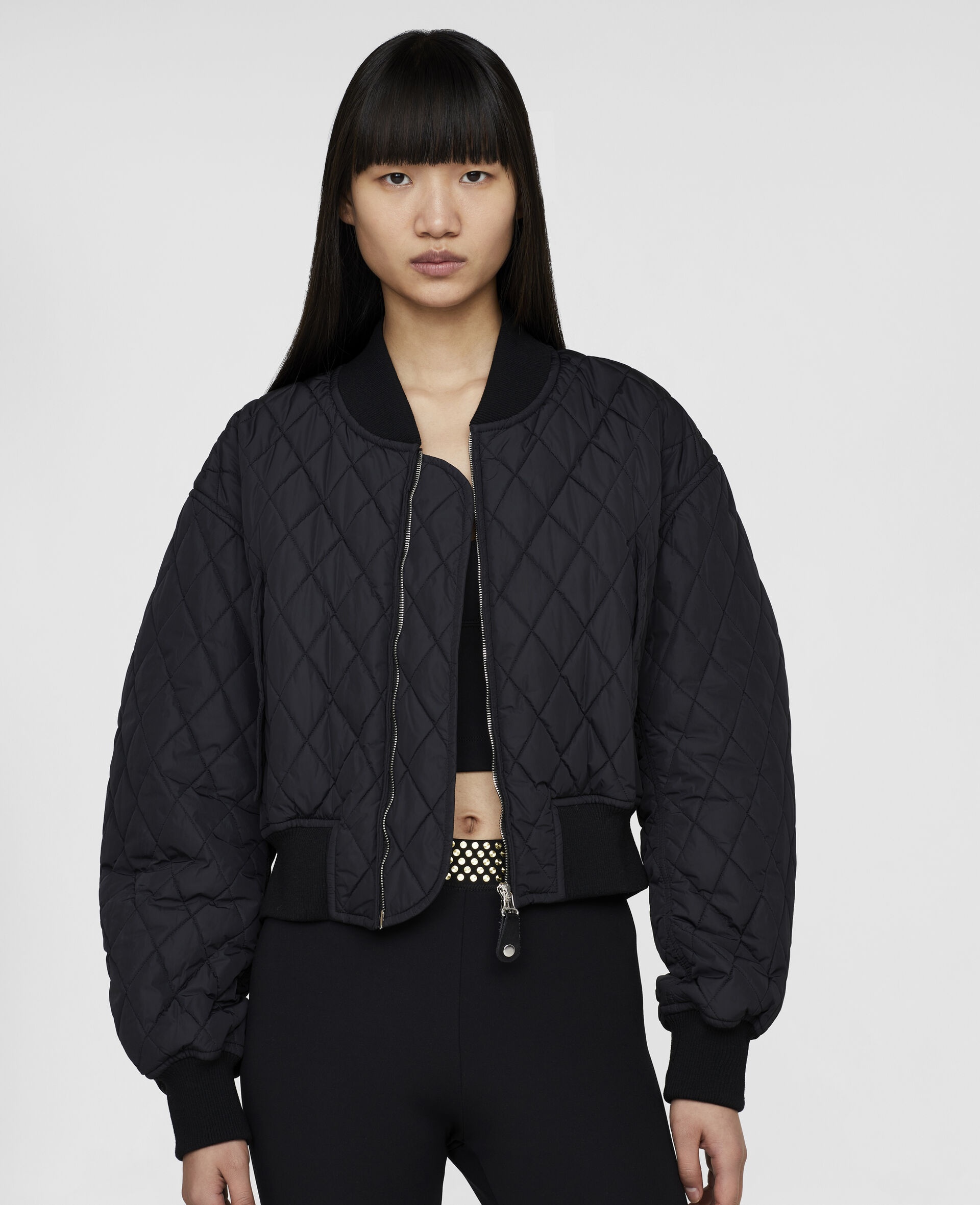 Cropped Quilted Bomber Jacket - 4