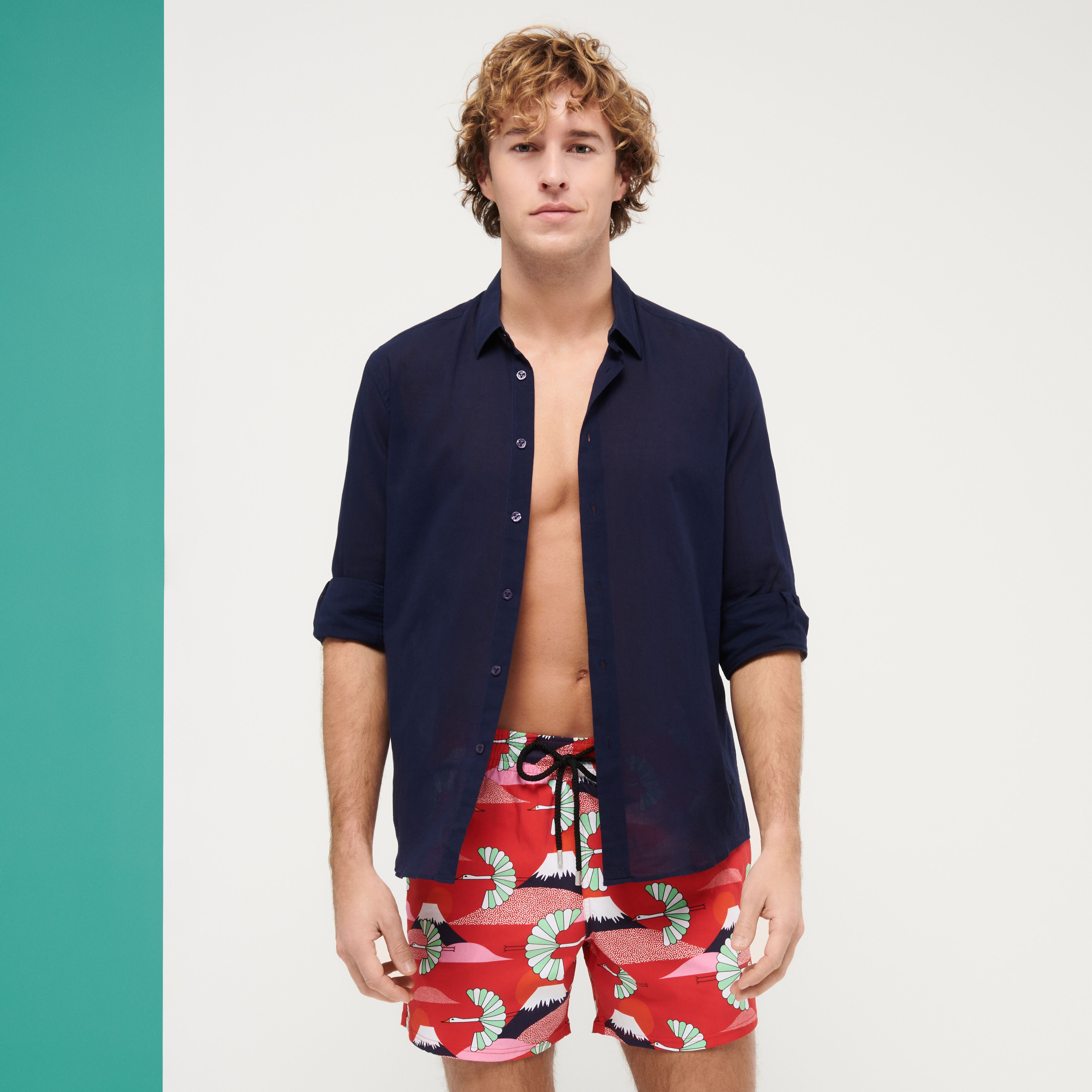 Men Stretch Swim Trunks Japan Birds - 7