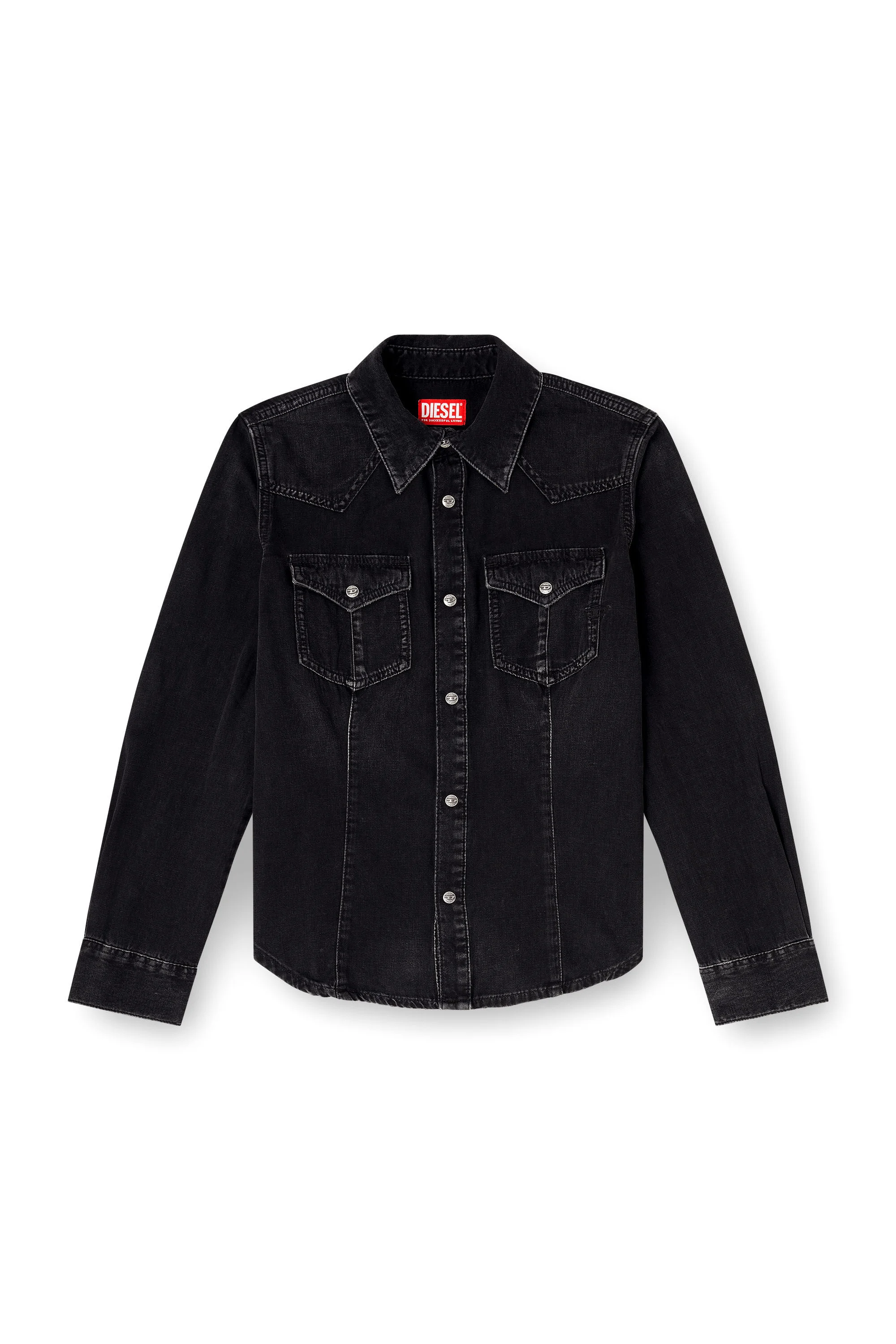 WESTERN SHIRT IN TREATED DENIM - 1
