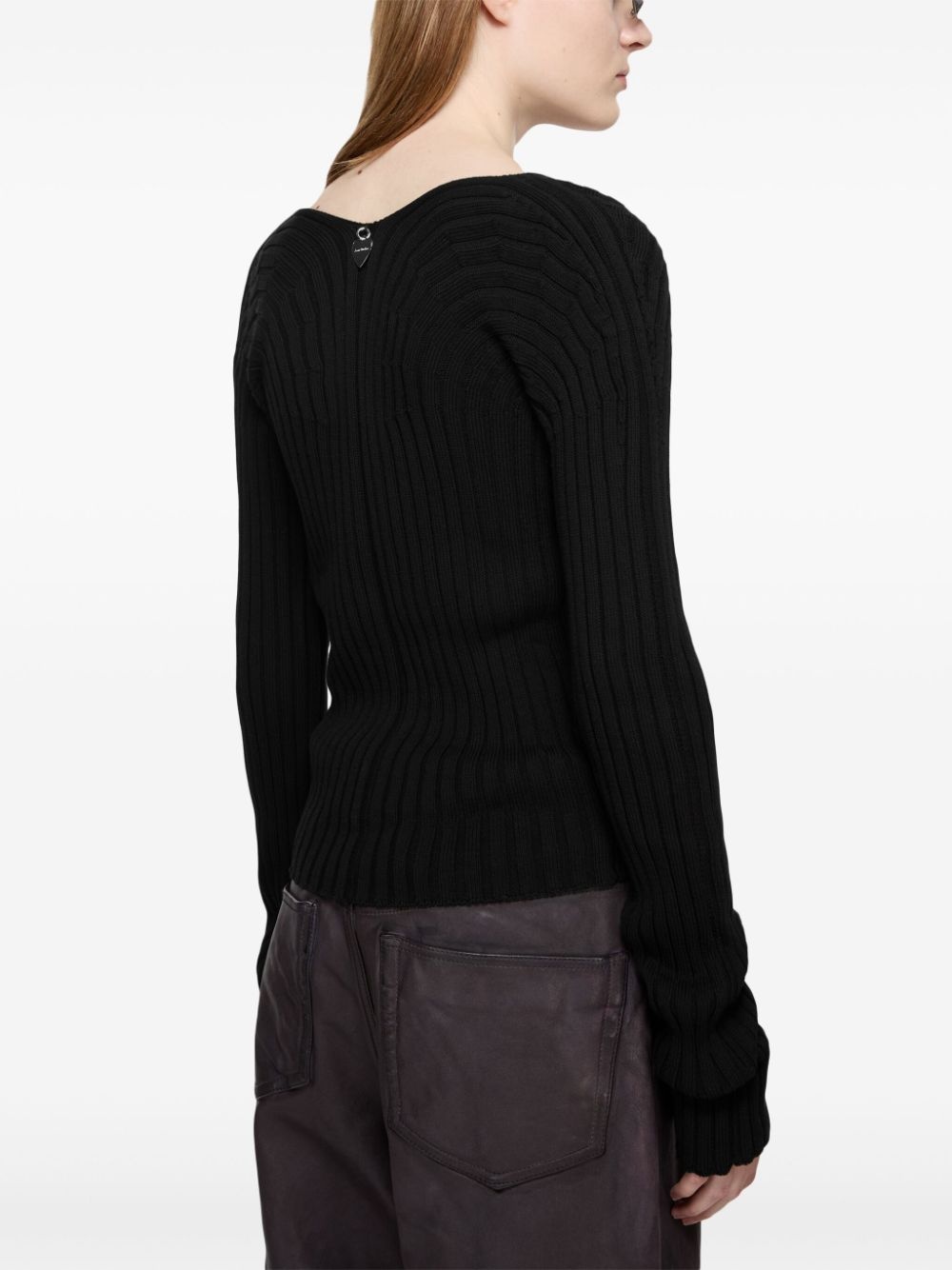 button-up ribbed cardigan - 4