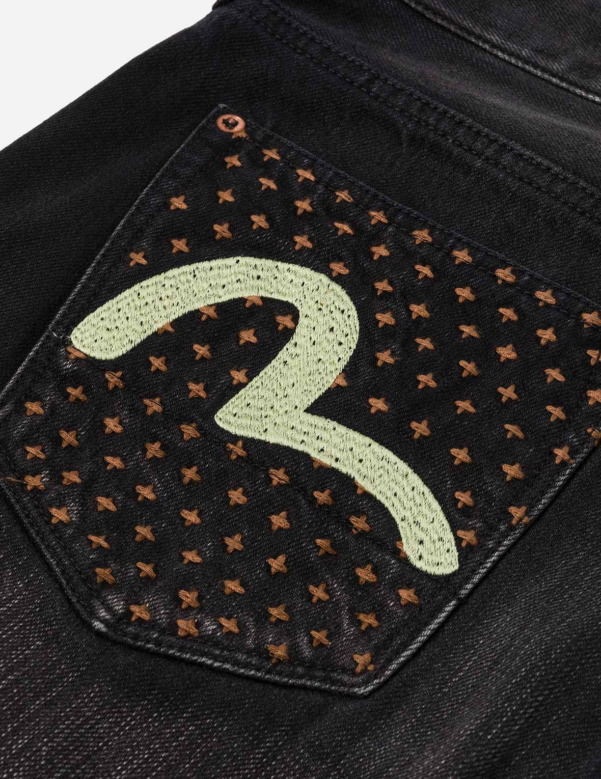 Washed Deconstructed Sashiko Relax Straight Fit Jeans #2030 - 7