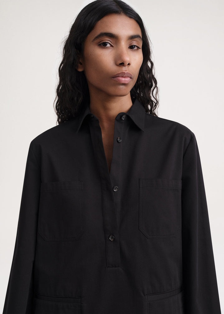 Cotton-twill pocket shirt black - 5