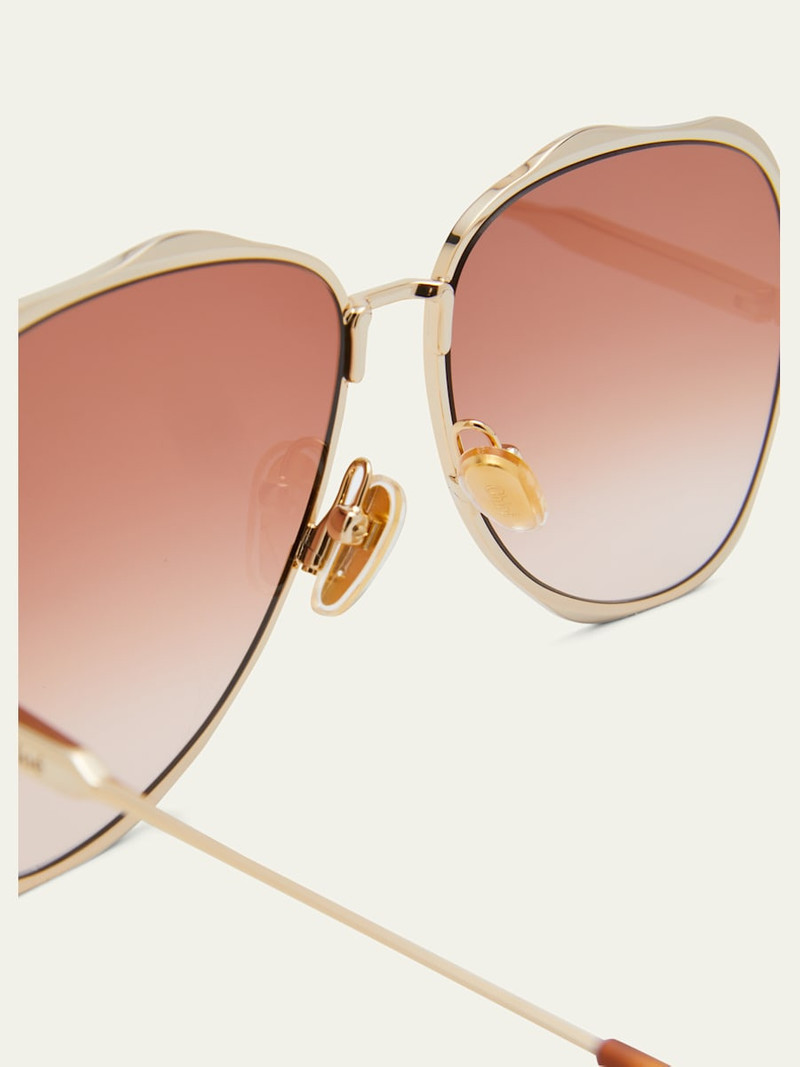 Golden Tortoiseshell Metal Aviator Sunglasses 5