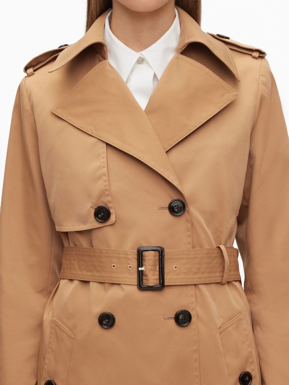 belted double-breasted trench coat - 5