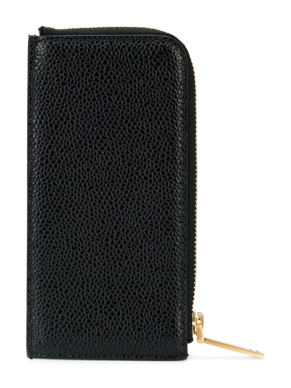 black Half Zip Around Wallet In Pebble Grain - 2