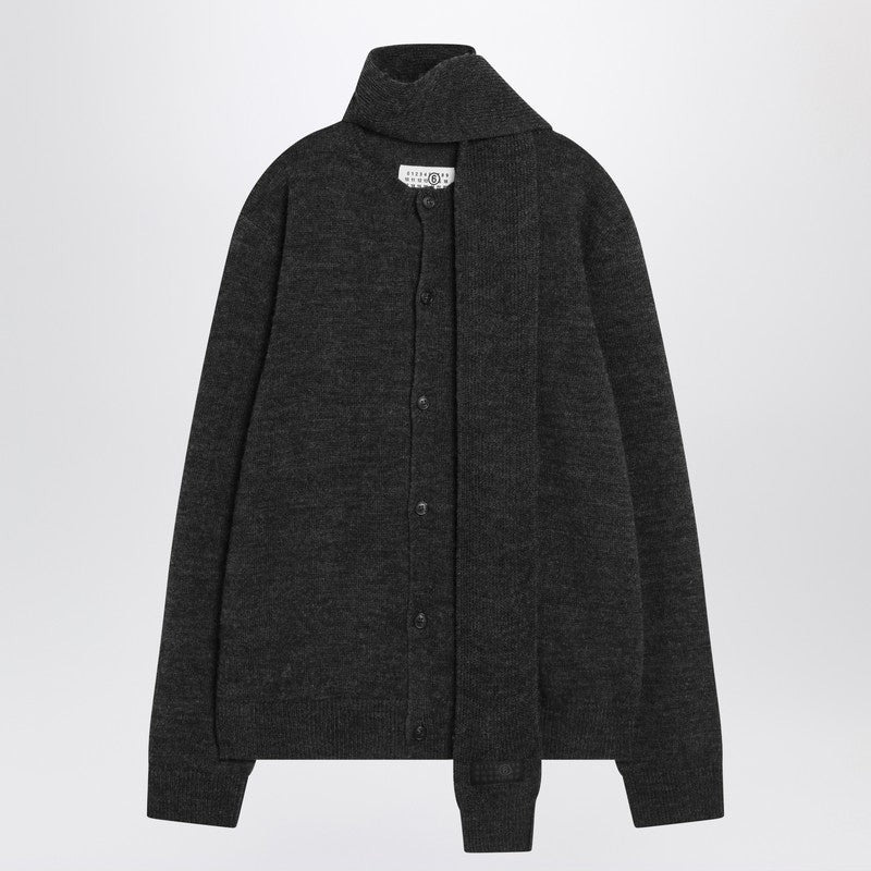 MM6 Maison Margiela wool-blend cardigan with scarf - 1