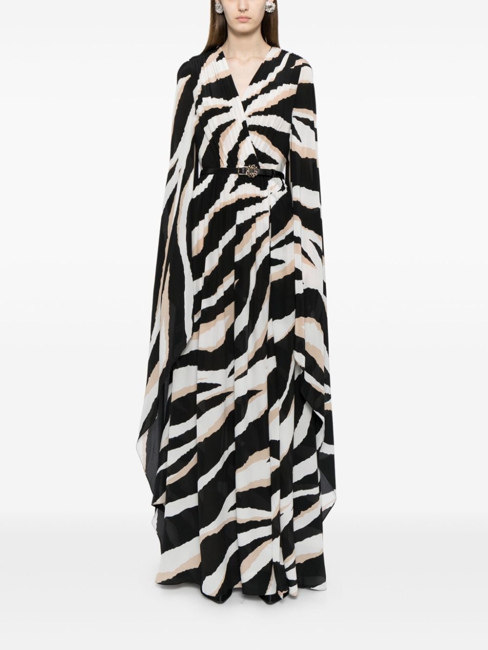 zebra-print silk dress - 2
