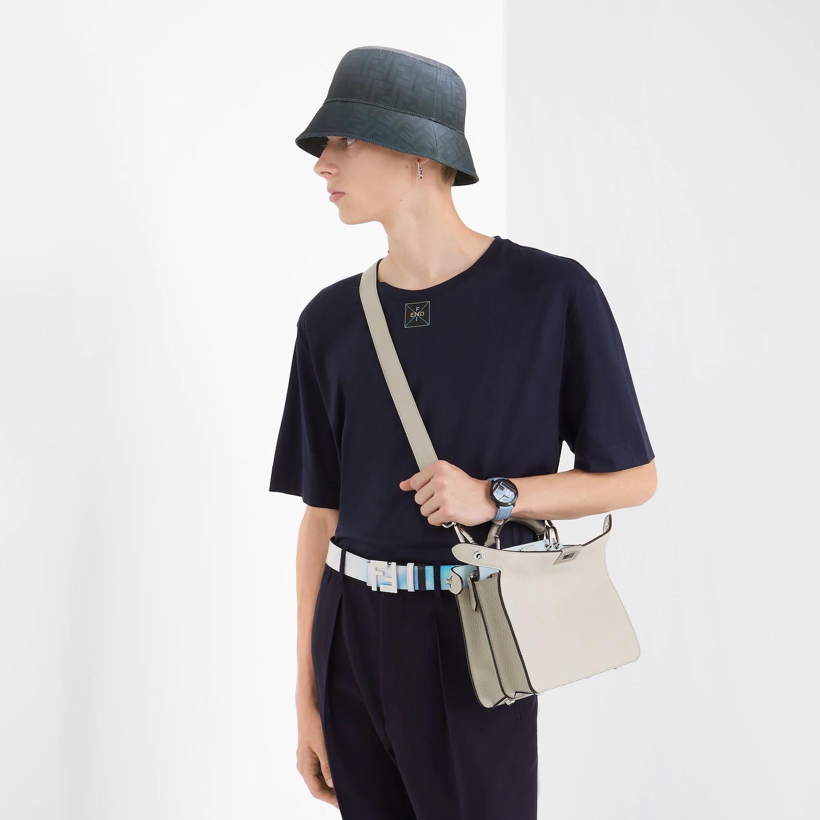 Light blue leather belt - 3