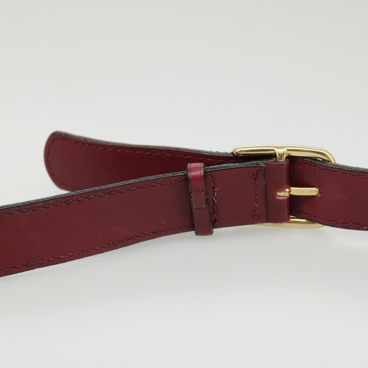 CELINE Shoulder Bag Leather Wine Red Gold - 9
