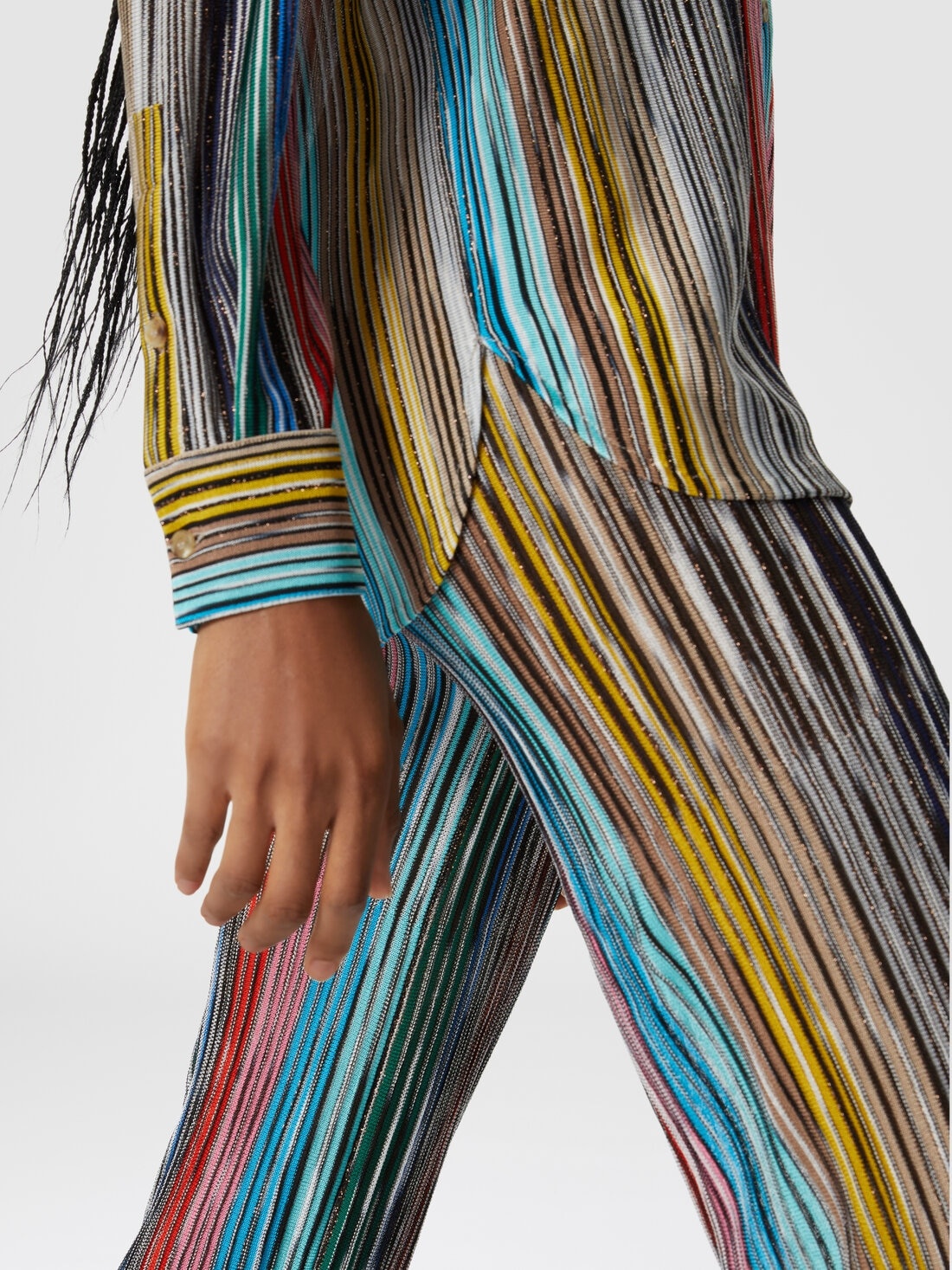 Slub ribbed knit trousers with sequins - 5