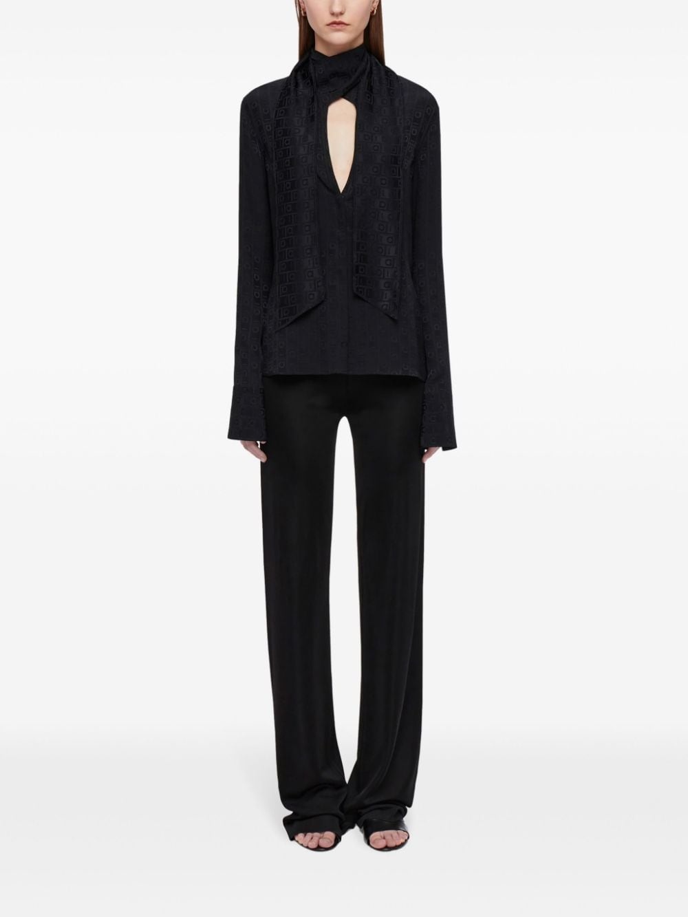 Gancini-jacquard silk blouse - 2