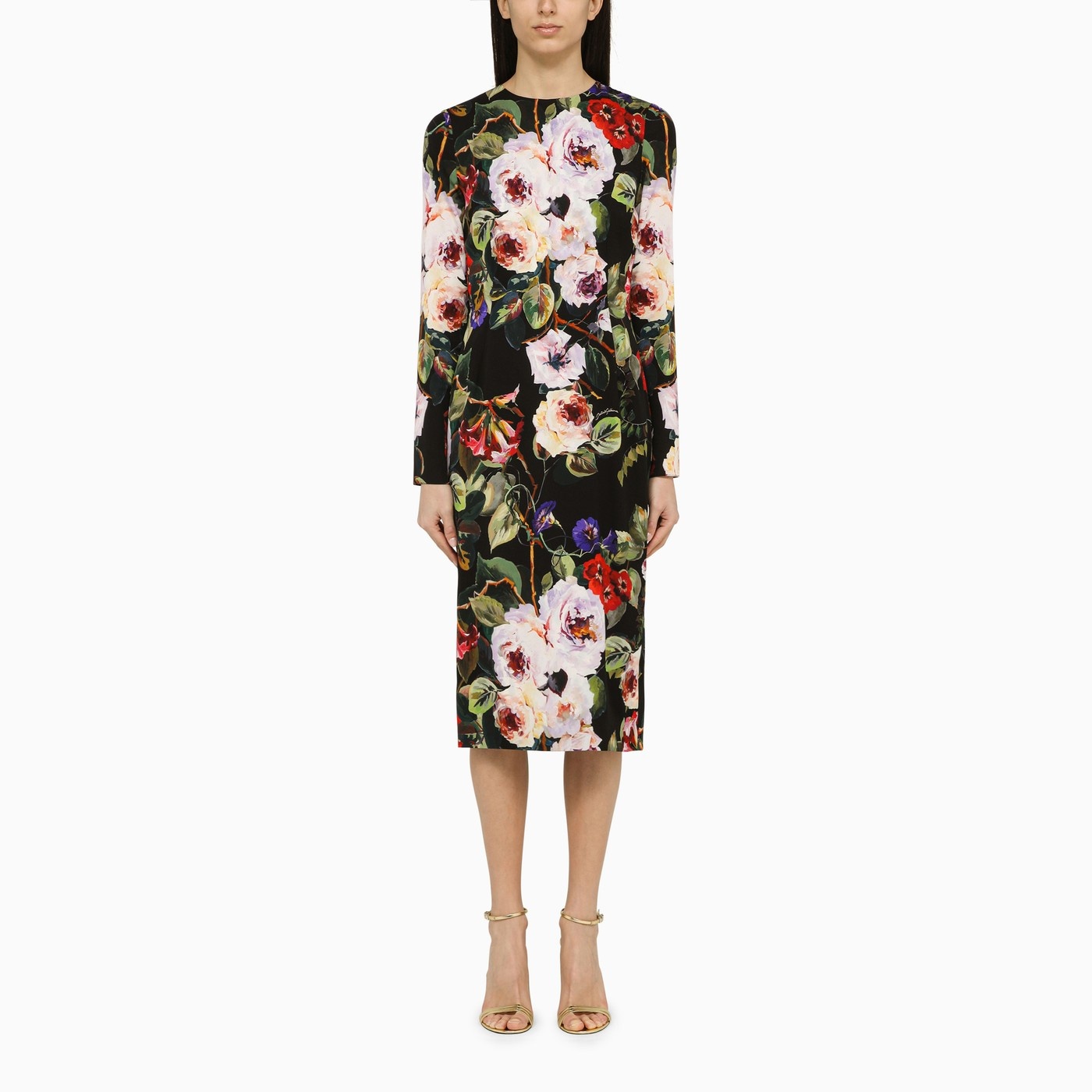 Dolce&Gabbana Rose Print Sheath Dress In Silk - 1