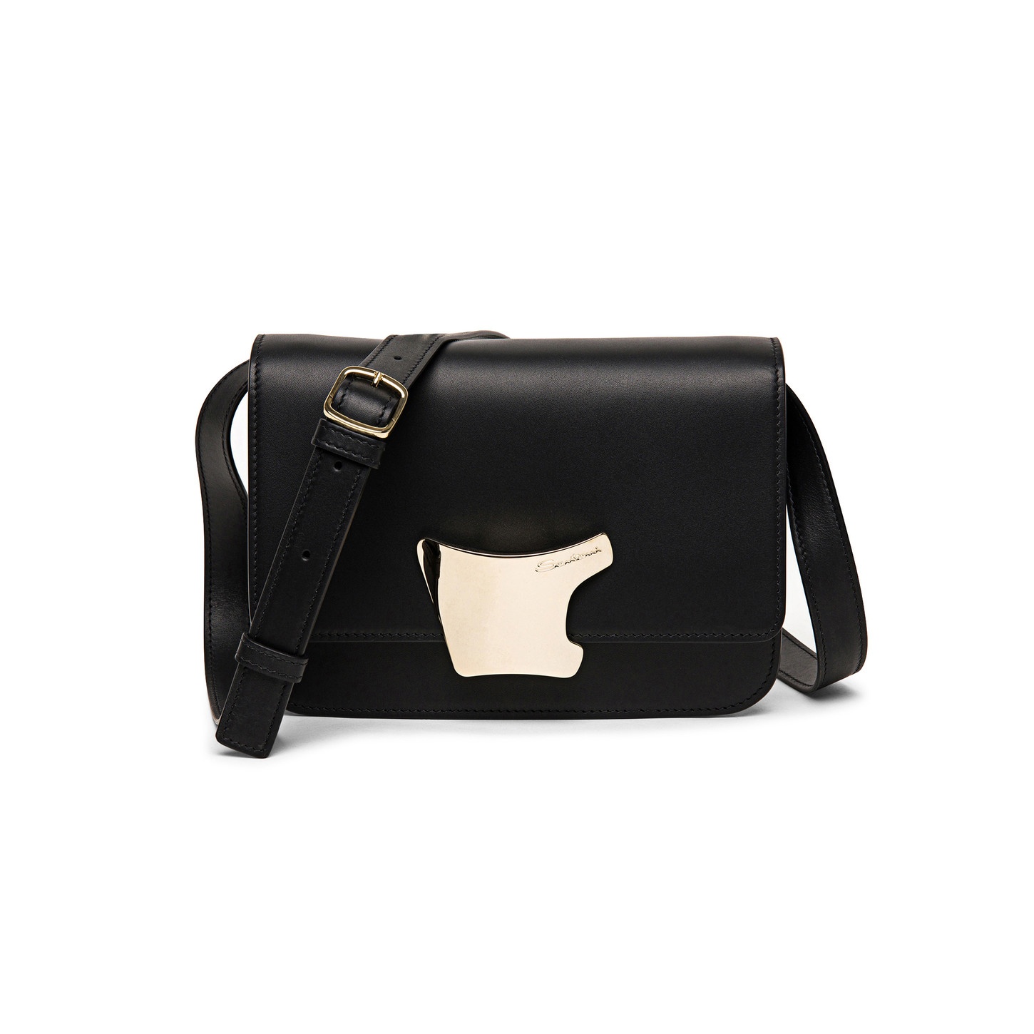 Black leather crossbody bag - 1