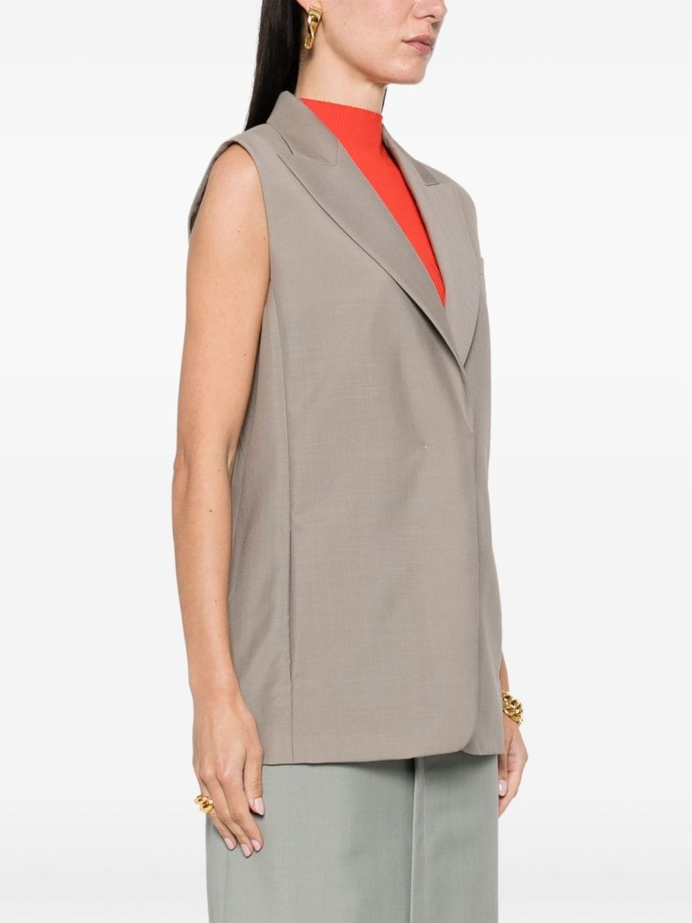 embroidered-logo mohair-wool waistcoat - 3