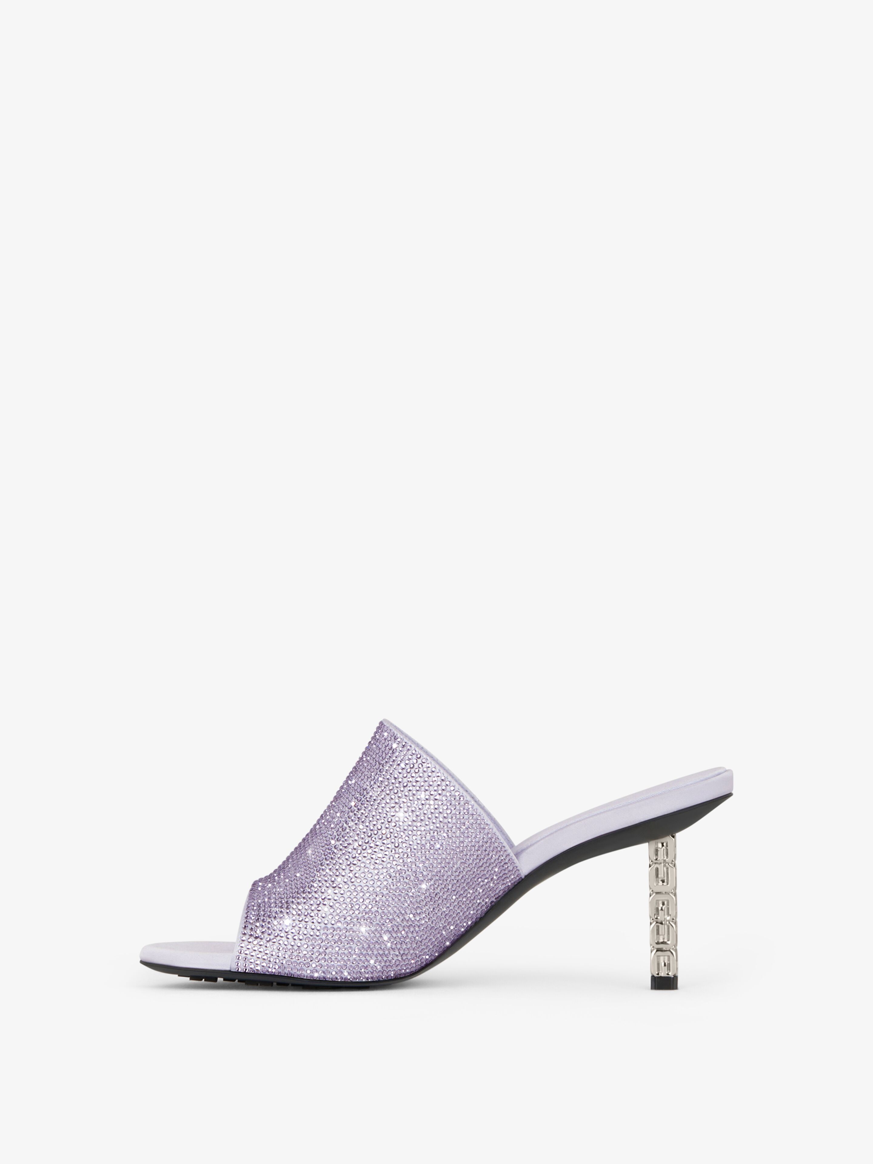 G CUBE MULES IN SATIN WITH STRASS - 3
