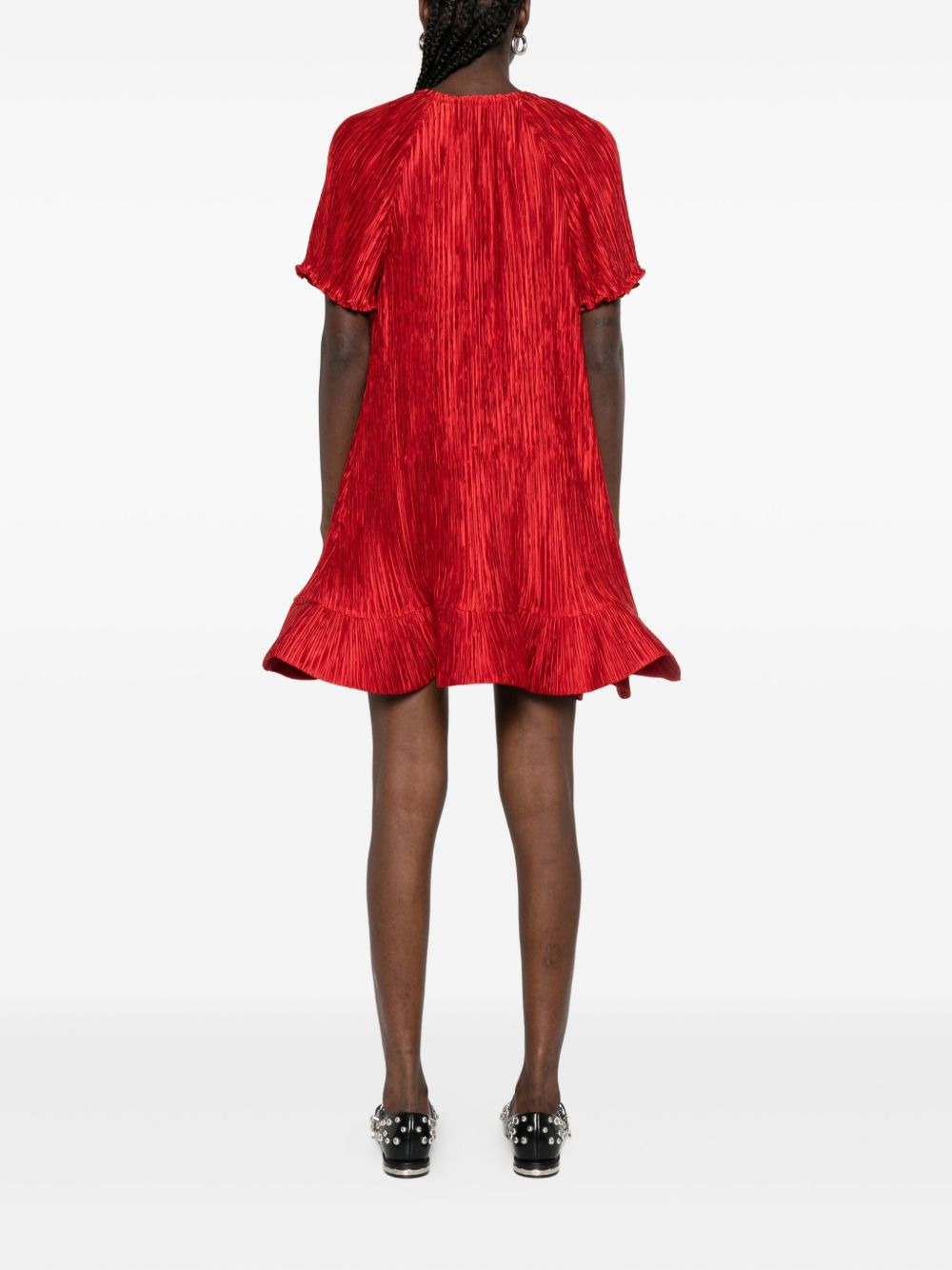plissé ruffled mini dress - 4