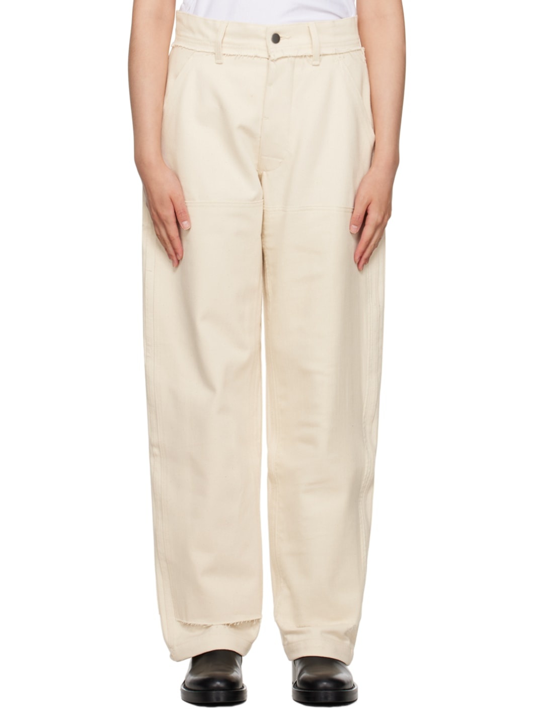Beige Panel Trousers - 1